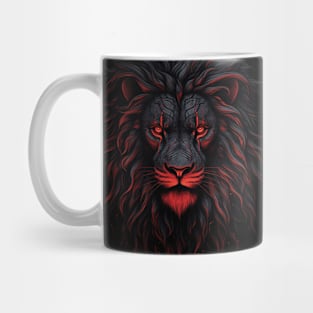 Lion In Red And Black Majestic Animals In Vibrant Colors Mug